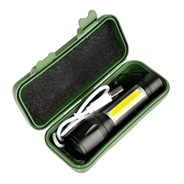 Mini Linterna Recargable Aluminio Zoom Led Xpe + Cob - Imagen 4