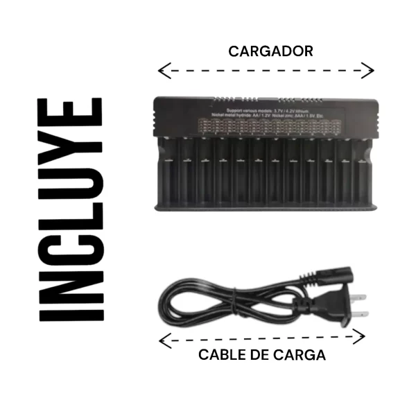 Cargador de pilas baterías recargables 12 puertos AA AAA 18650 26650 - Imagen 2